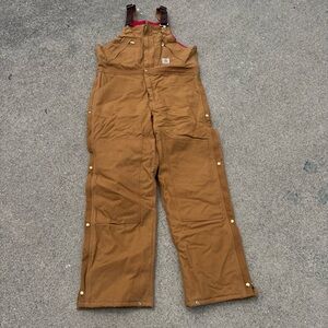 Carhartt Overalls Brown Quilt Lined Zip To Waist Duck Overalls 38x34 NWT R38